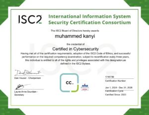 Certified in cybersecurity